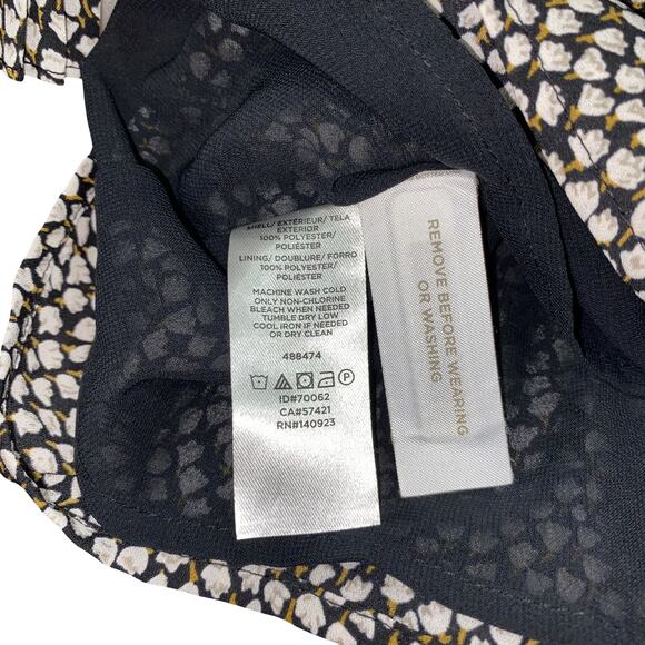 LOFT Black Blouson Dress White Floral long sleeves size S Petite NWT - Picture 9 of 9